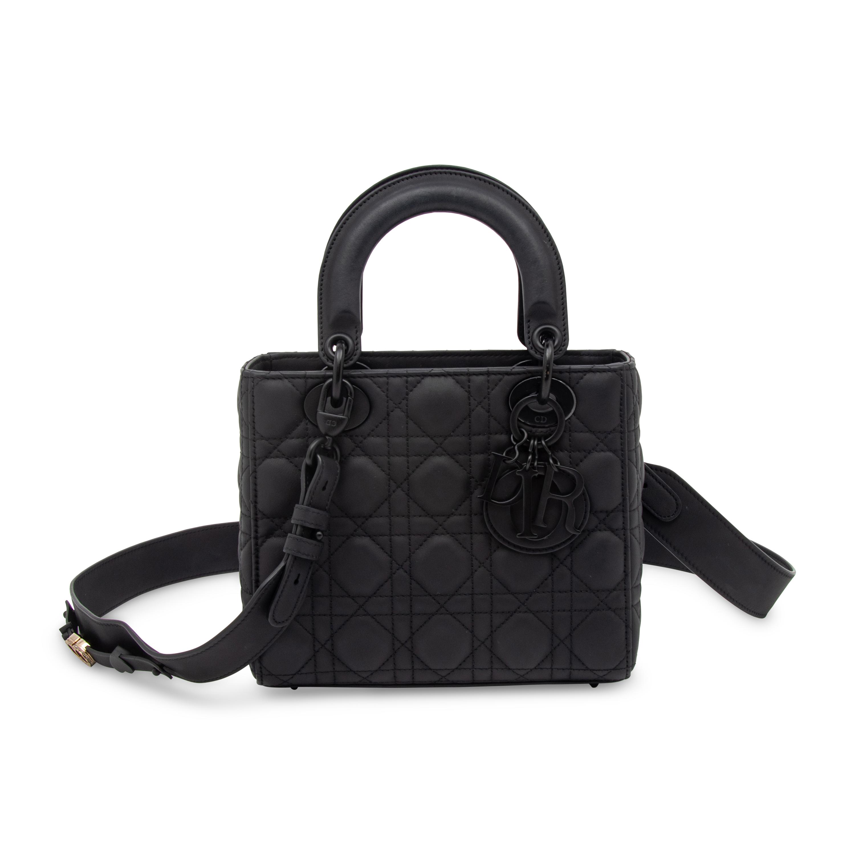 CHRISTIAN DIOR, MATTE ALL-BLACK SMALL LADY DIOR