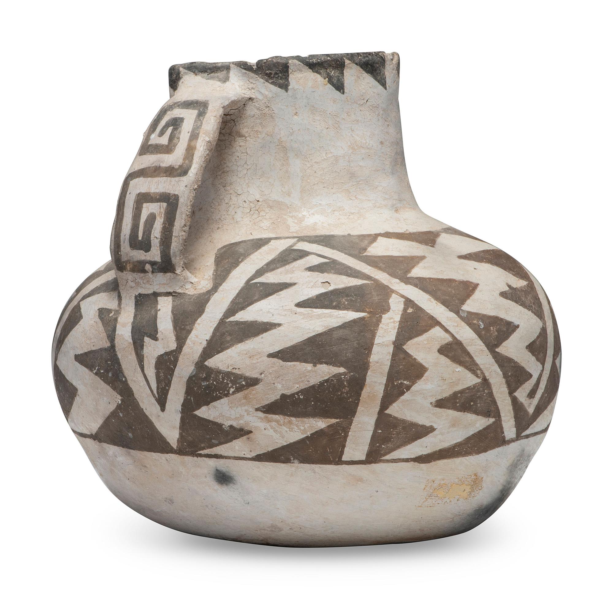 Ancestral Pueblo Black-on-White Pottery Pitcher