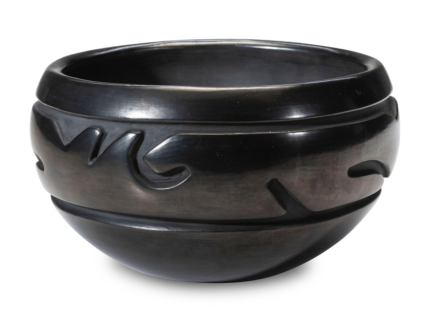 Carved Blackware Pottery Bowl