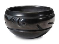 Carved Blackware Pottery Bowl