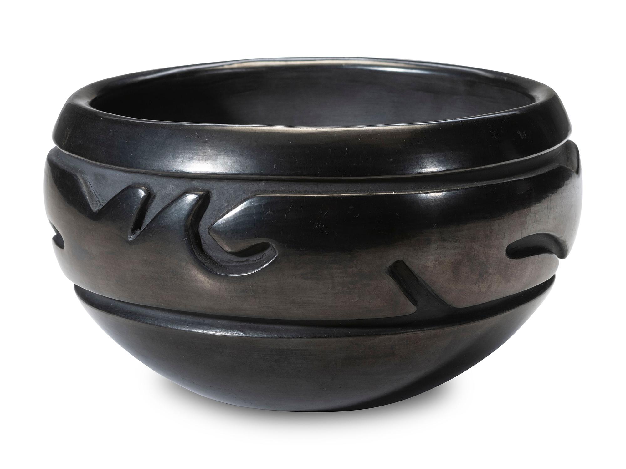 Carved Blackware Pottery Bowl