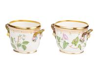 A Pair of Royal Copenhagen Flora Danica Porcelain Cache Pots