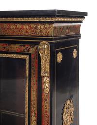 A Pair of Napoleon III Boulle Marquetry Marble-Top Cabinets