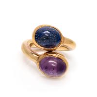 AMETHYST AND LAPIS LAZULI BYPASS RING