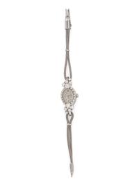 BULOVA, 14K WHITE GOLD AND DIAMOND DRESS WATCH