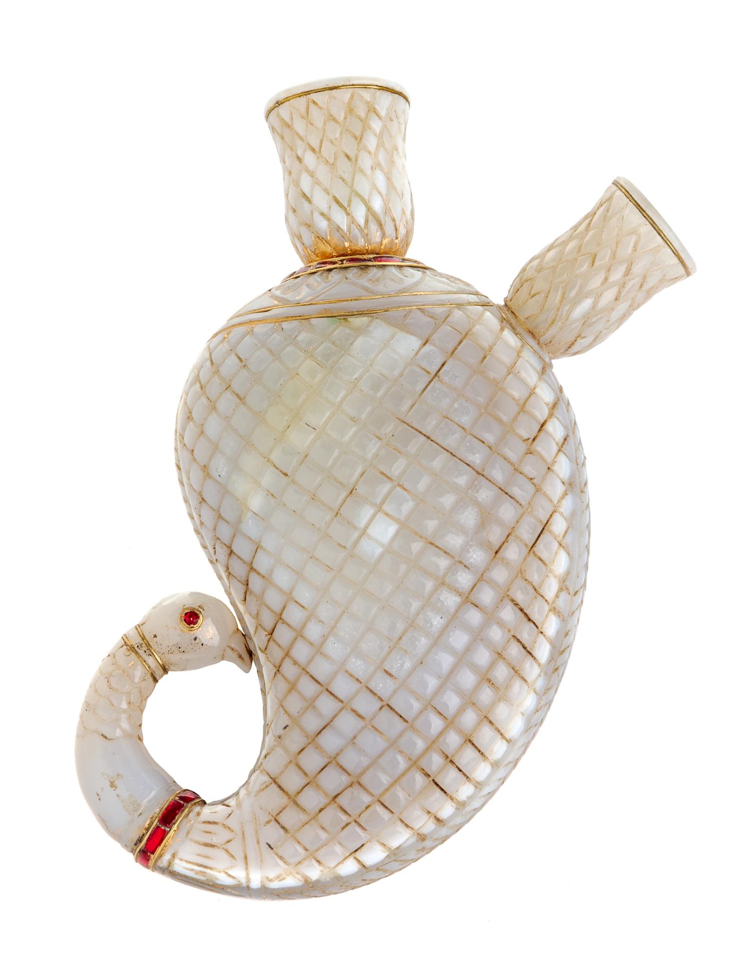 A Mughal Style White Jade Huqqa Height 6 1/4 inches. — 20TH CENTURY