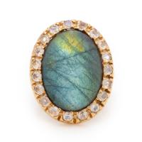Italian, Labradorite, Moonstone, and Rose Gold Ring