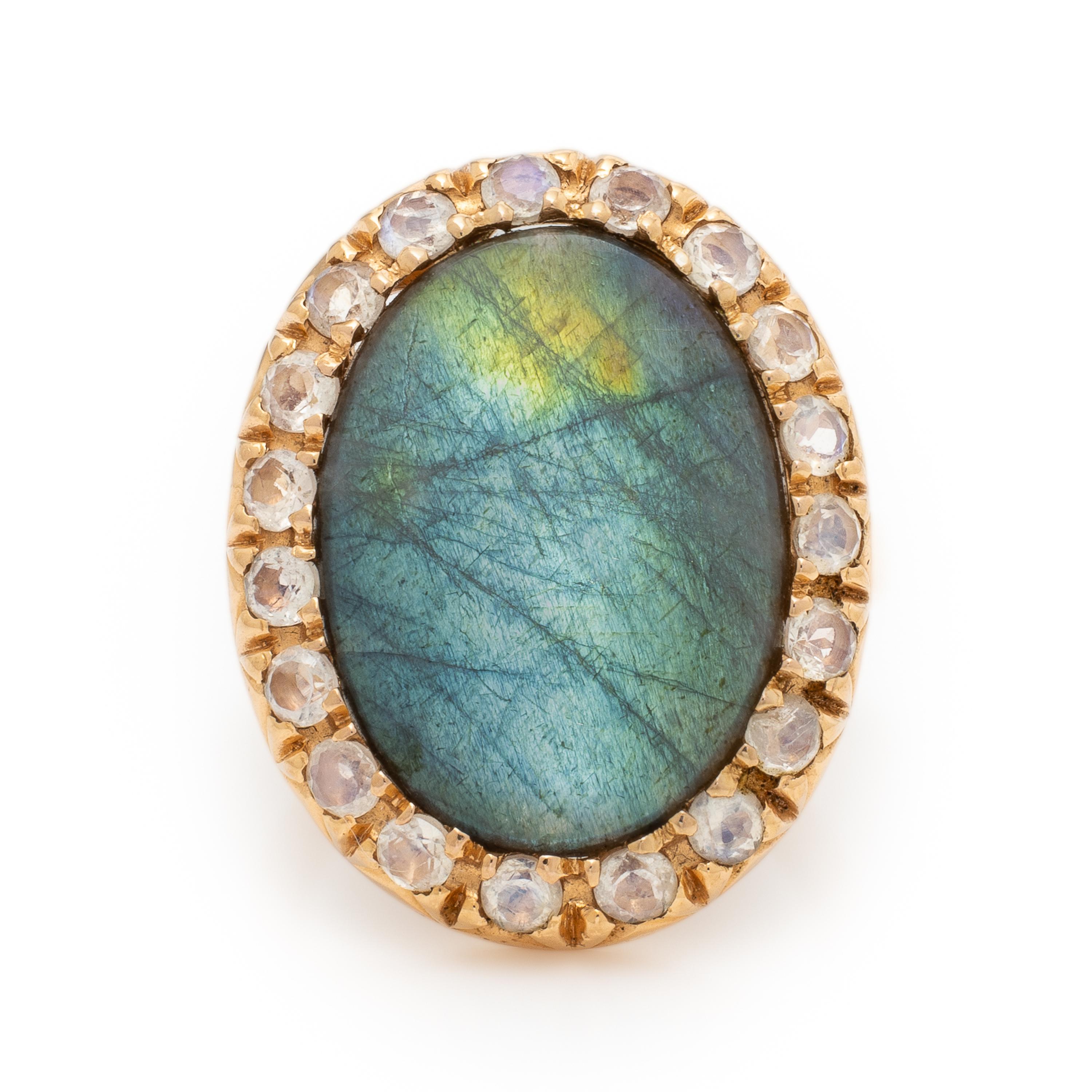 Italian, Labradorite, Moonstone, and Rose Gold Ring