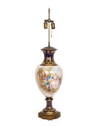 A Sèvres Style Porcelain Vase Mounted as a Lamp