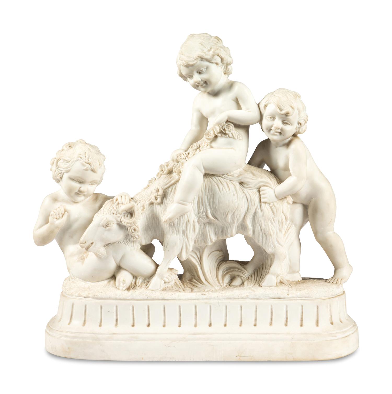 A Continental Marble Figural Group After Clodion