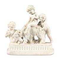 A Continental Marble Figural Group After Clodion