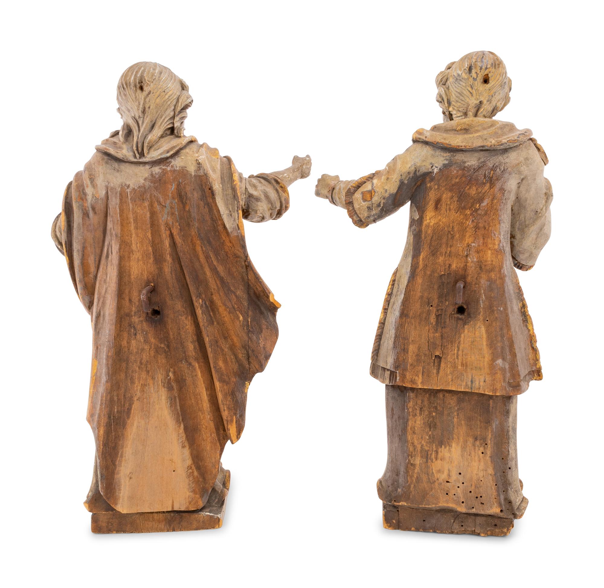 A Pair of Continental Painted and Parcel-Gilt Figures