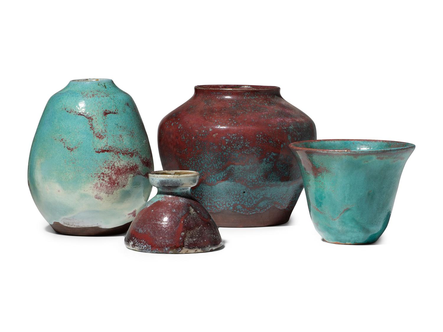 Four Jugtown Pottery Chinese Vases