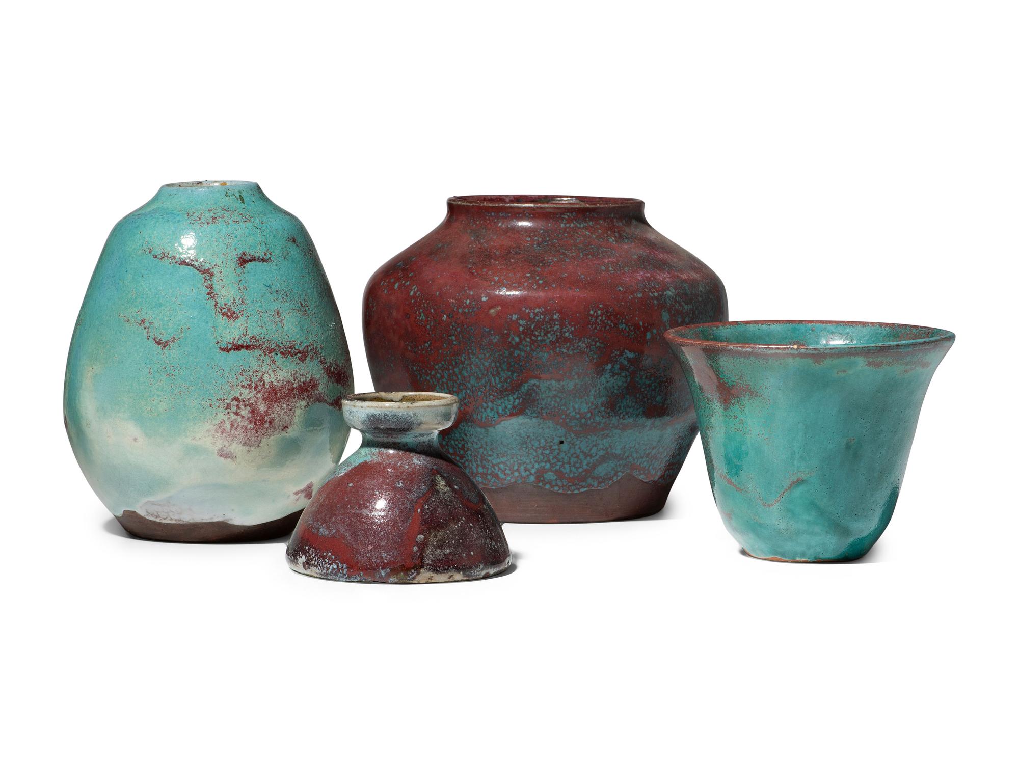 Four Jugtown Pottery Chinese Vases