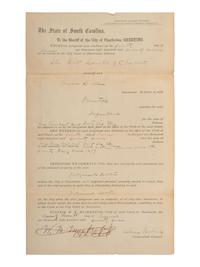 ALLEN, Macon B. (1816-1894). Two documents related to Macon Allen, the first African American licensed to practice law in the US. Charleston, SC, 1877.