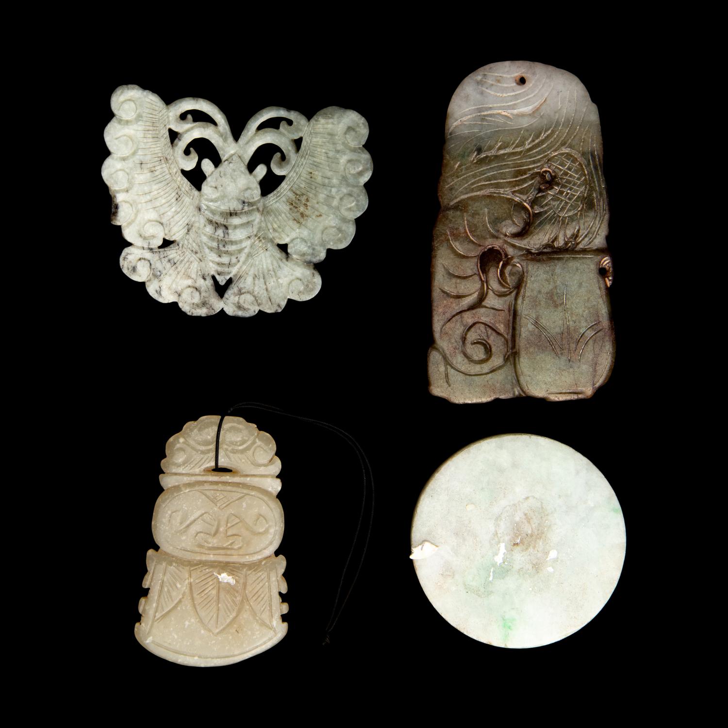 Four Chinese Carved Jade Plaques