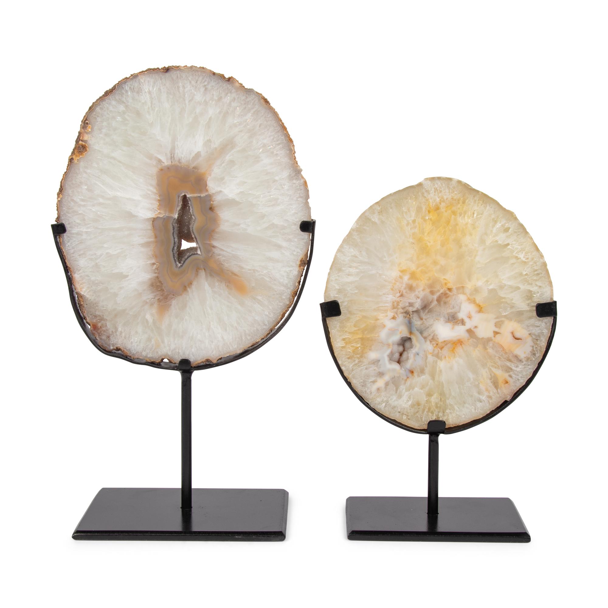 Two Agate Specimens on Stands