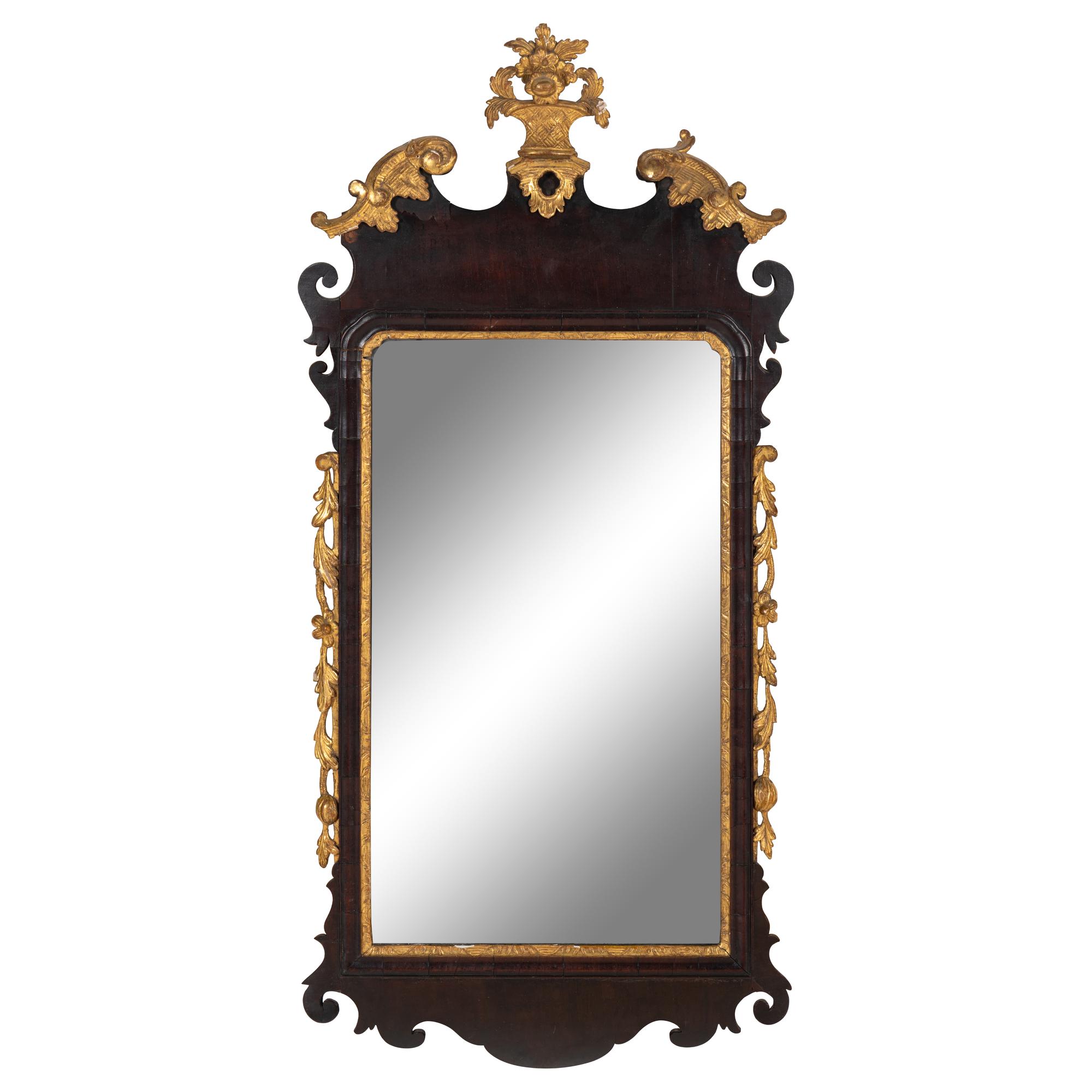 A George III Mahogany and Parcel Gilt Mirror