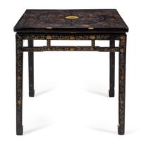 A Chinese Black and Polychrome Lacquered Hardwood Table, Fangzhuo