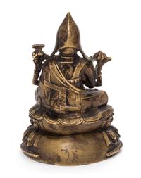 A Sino-Tibetan Copper Figure of Lama Height 5 1/2 inches. — 19TH CENTURY