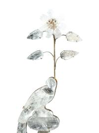A Pair of Silvered Metal and Rock Crystal Two-Light Sconces in the Style of Maison Baguès