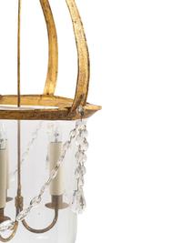 A Regency Style Gilt Metal and Glass Three-Light Lantern
