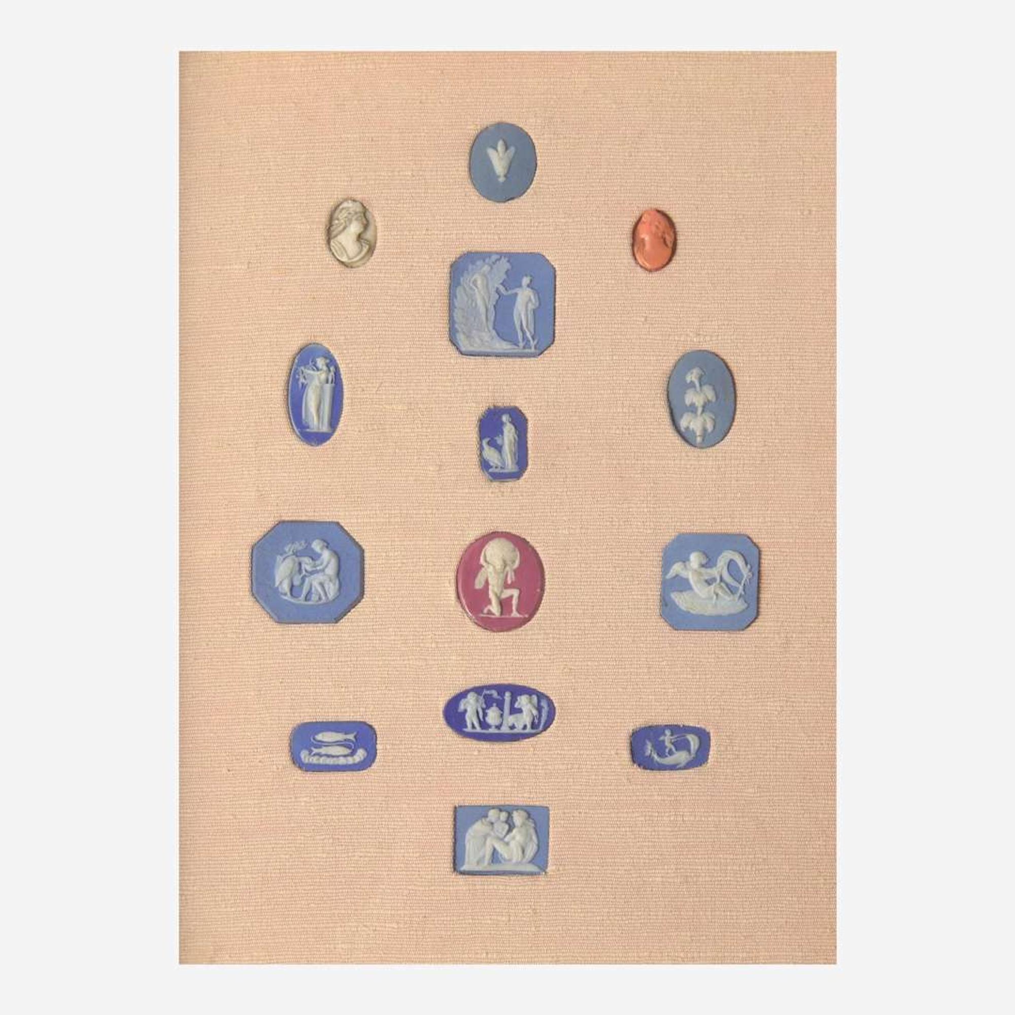 A Collection of Miniature Wedgwood Jasperware Cameos and Intaglios UK, mostly 18th century