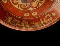 A Maya Polychrome Terracotta Tripod Plate with Gods and Glyphs