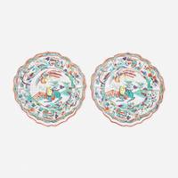 A Pair of Worcester Shaped Porcelain Plates circa 1775