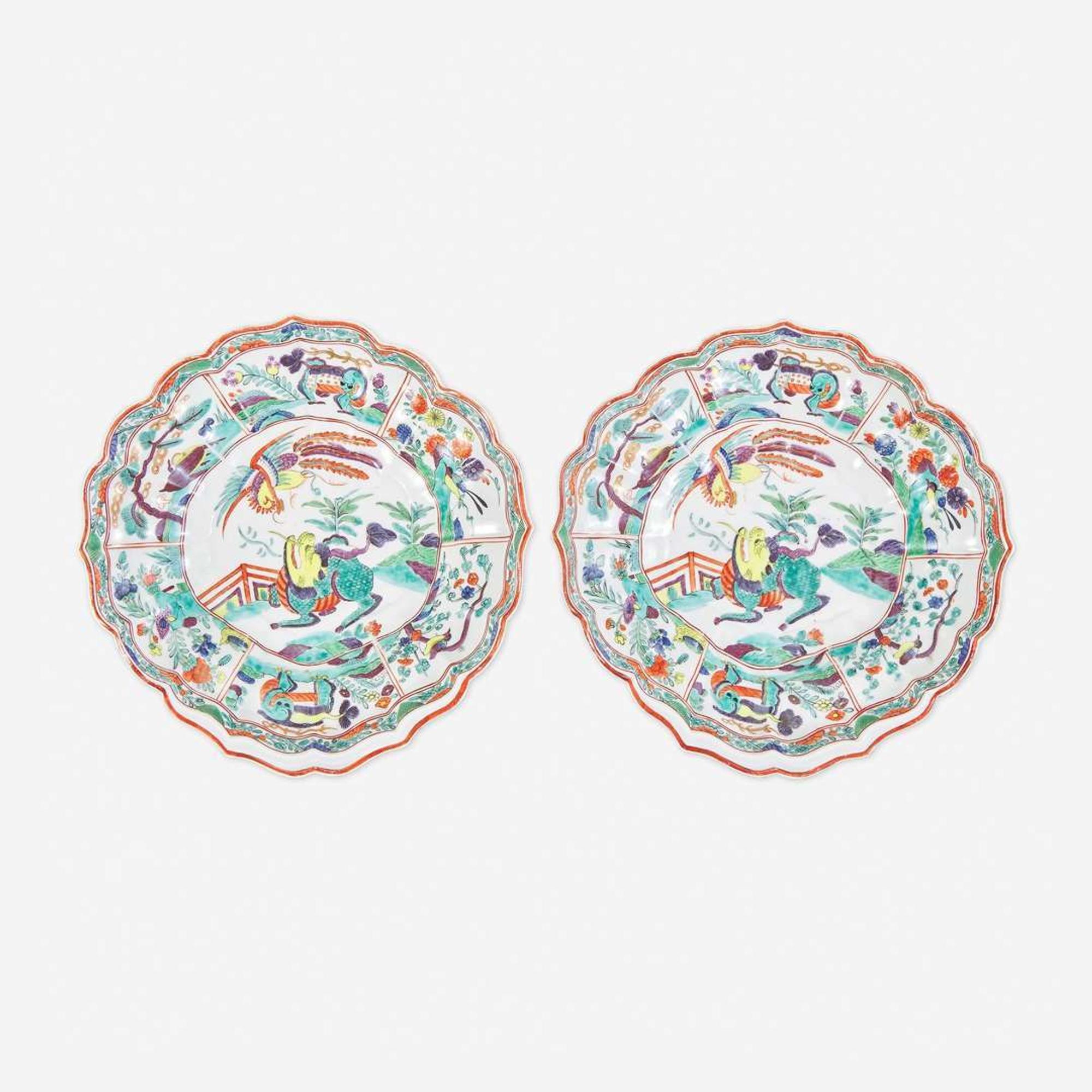 A Pair of Worcester Shaped Porcelain Plates circa 1775