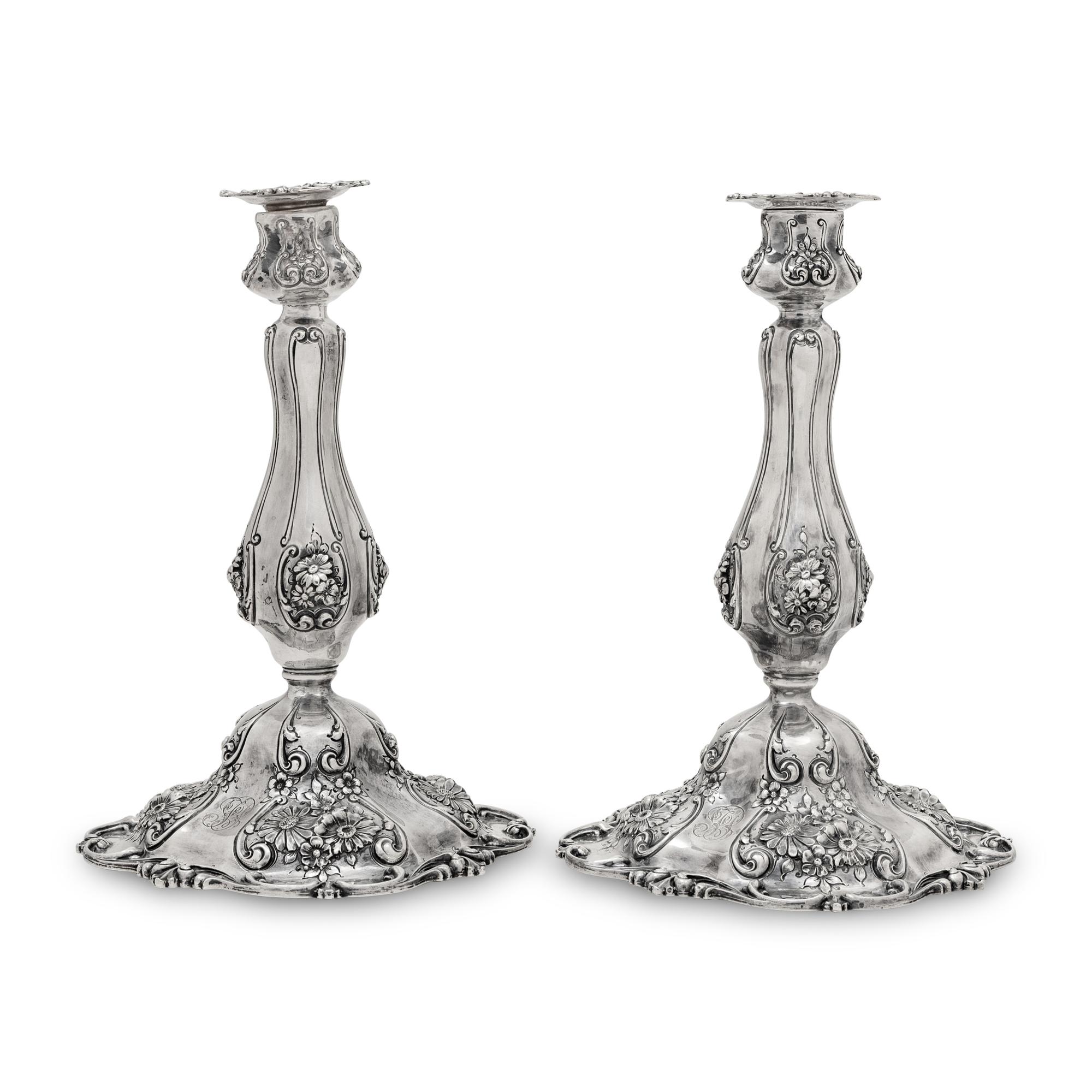 A Pair of American Silver Candlesticks