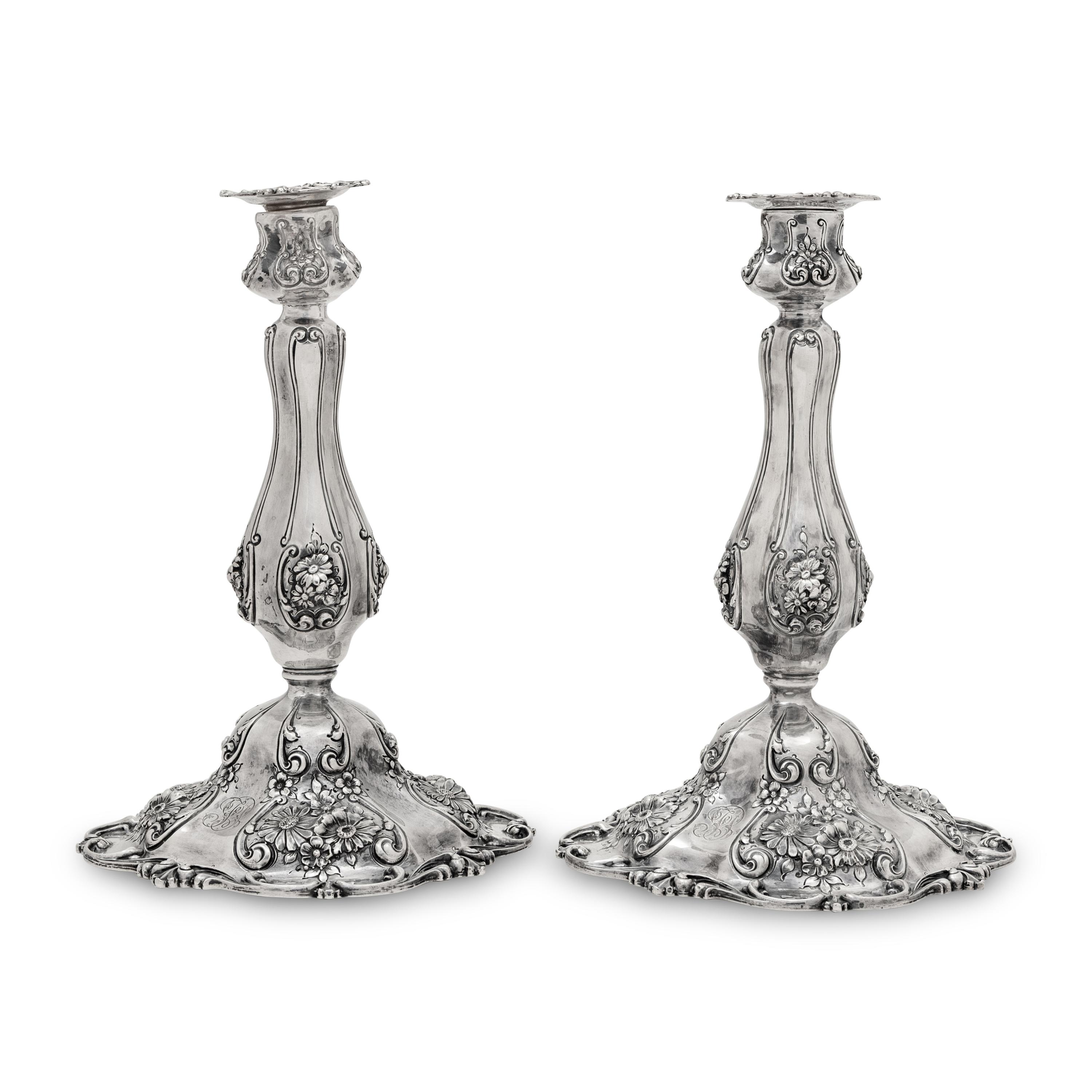 A Pair of American Silver Candlesticks