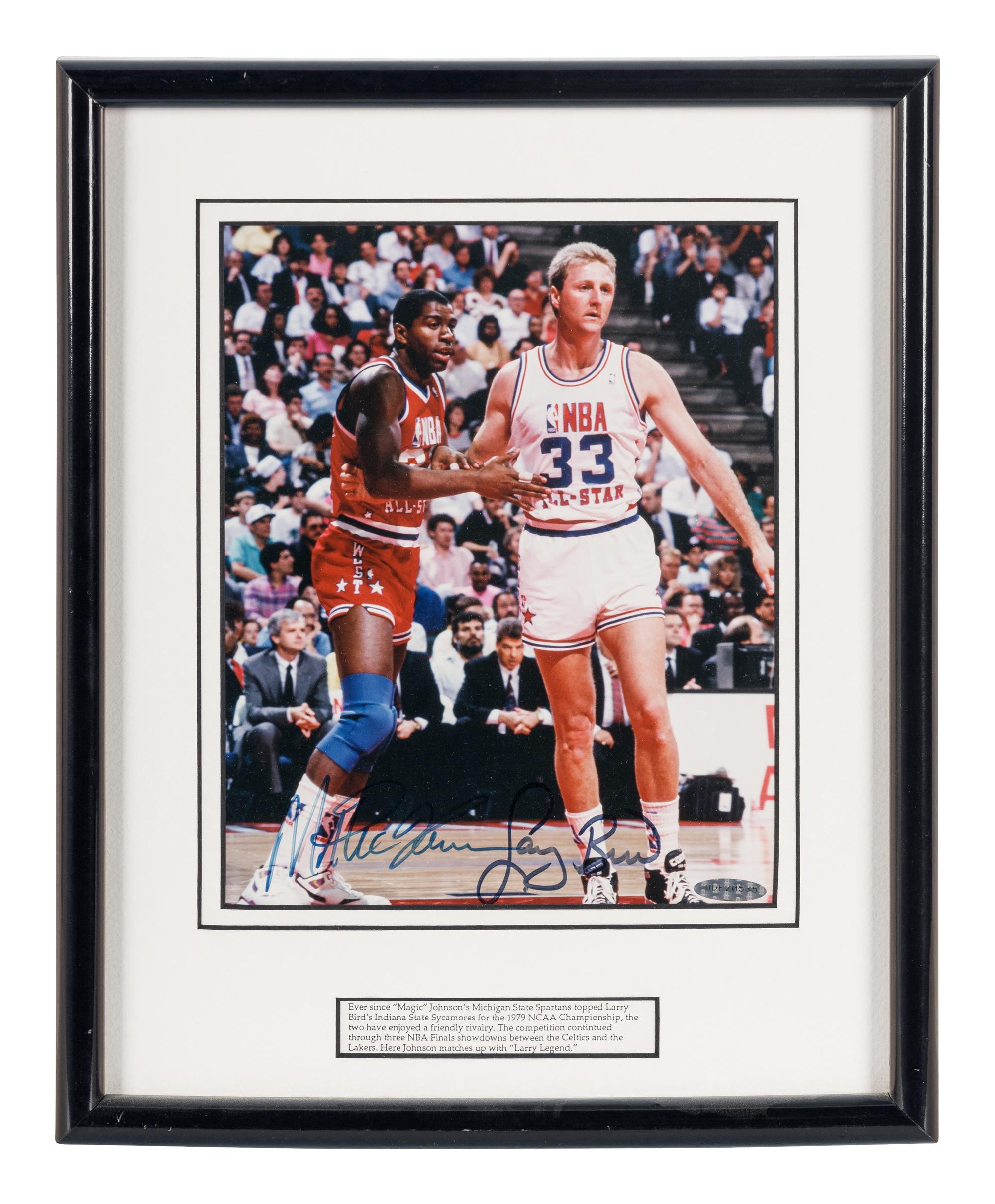 A Magic Johnson and Larry Bird Dual Signed Autograph Photo (Upper Deck Authenticated)