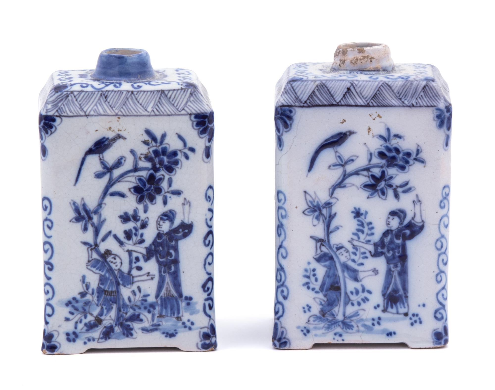 A Pair of Dutch Tin-Glazed Earthenware Tea Caddies