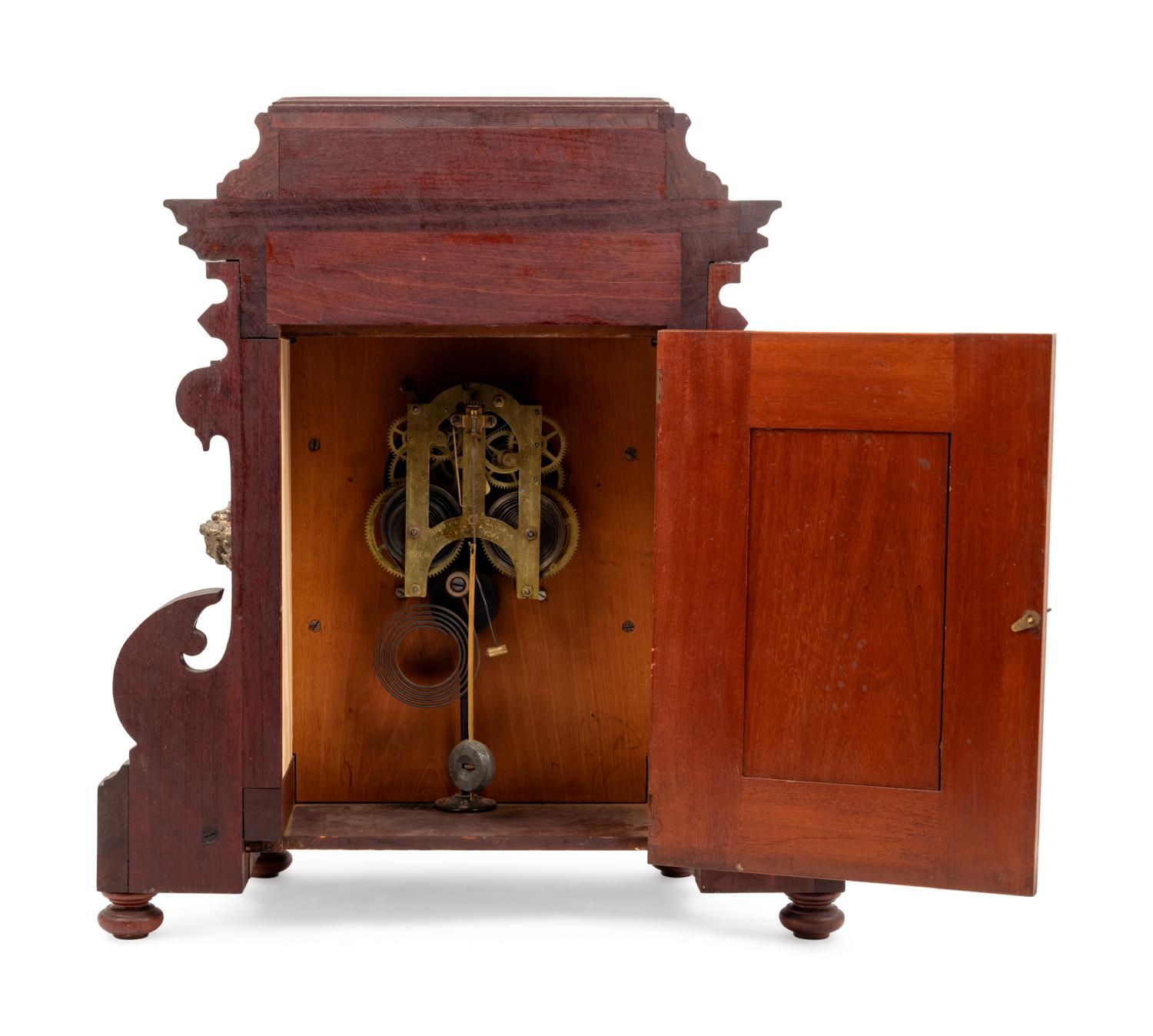 An Ansonia Senator Gilt Metal Mounted Mahogany Mantel Clock
