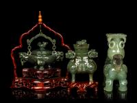 Three Chinese Serpentine Incense Burners