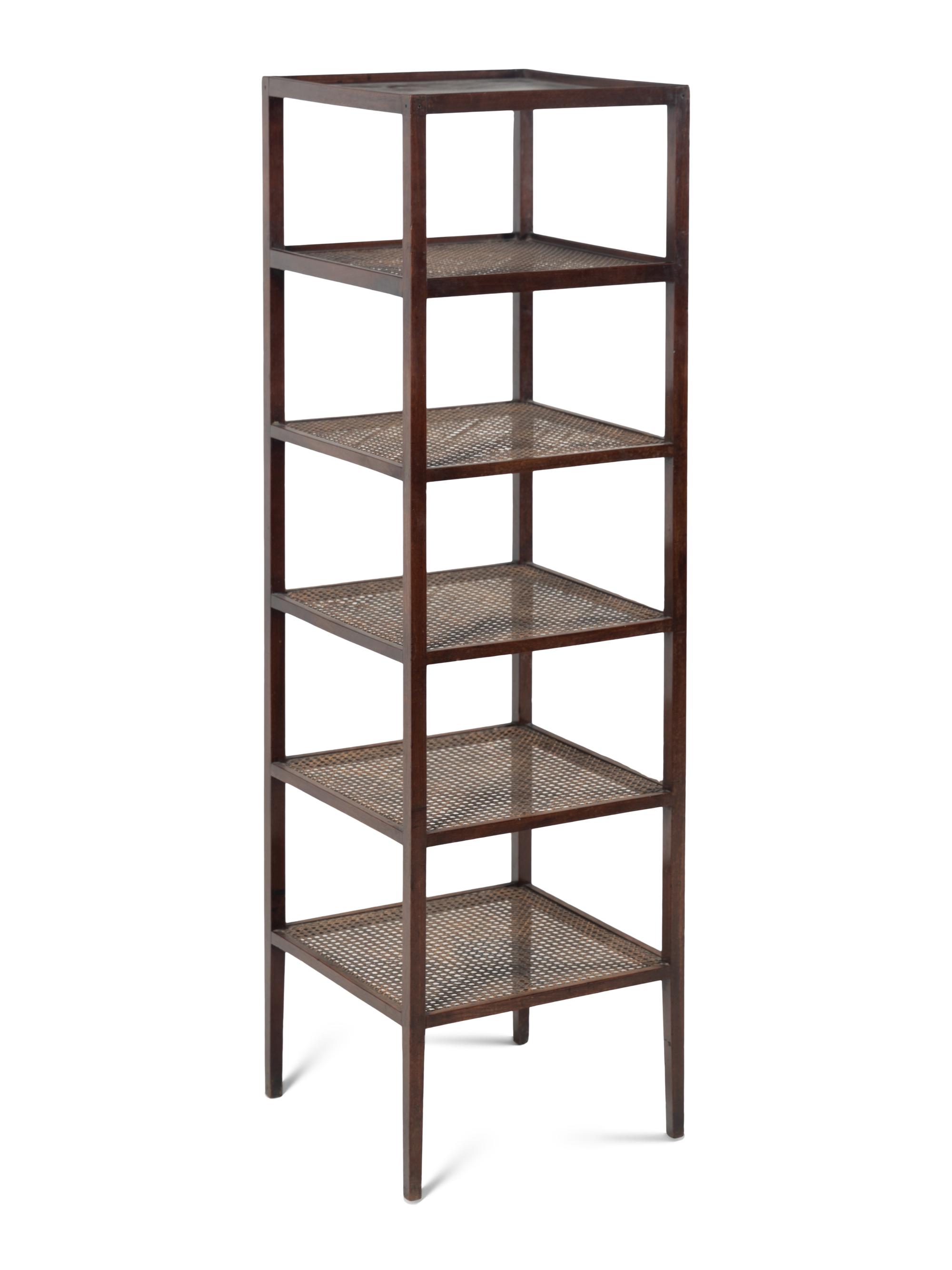 An Anglo-Indian Caned Padouk Six-Tier Étagère