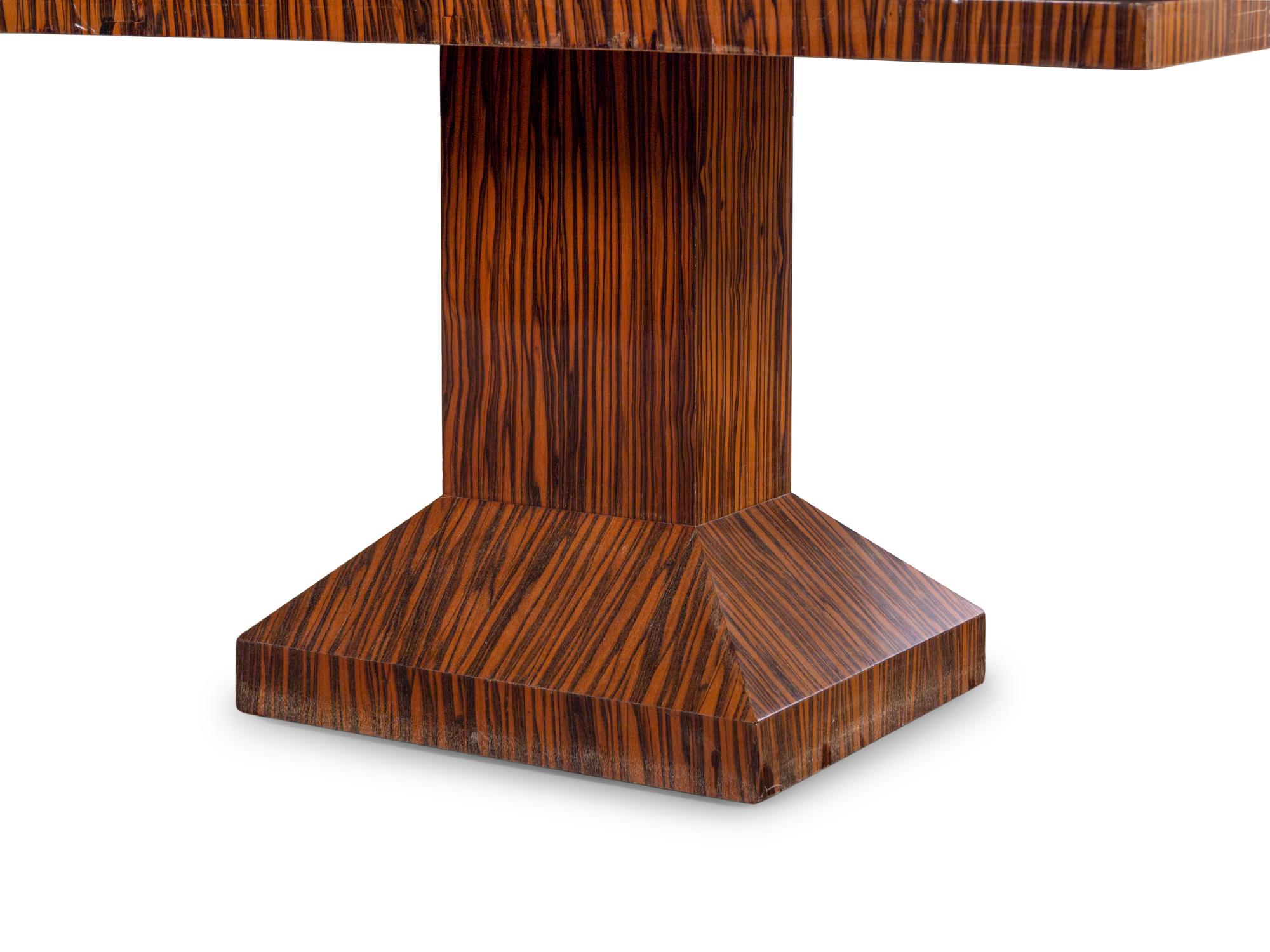 A French Art Deco Calamander Veneered Dining Table