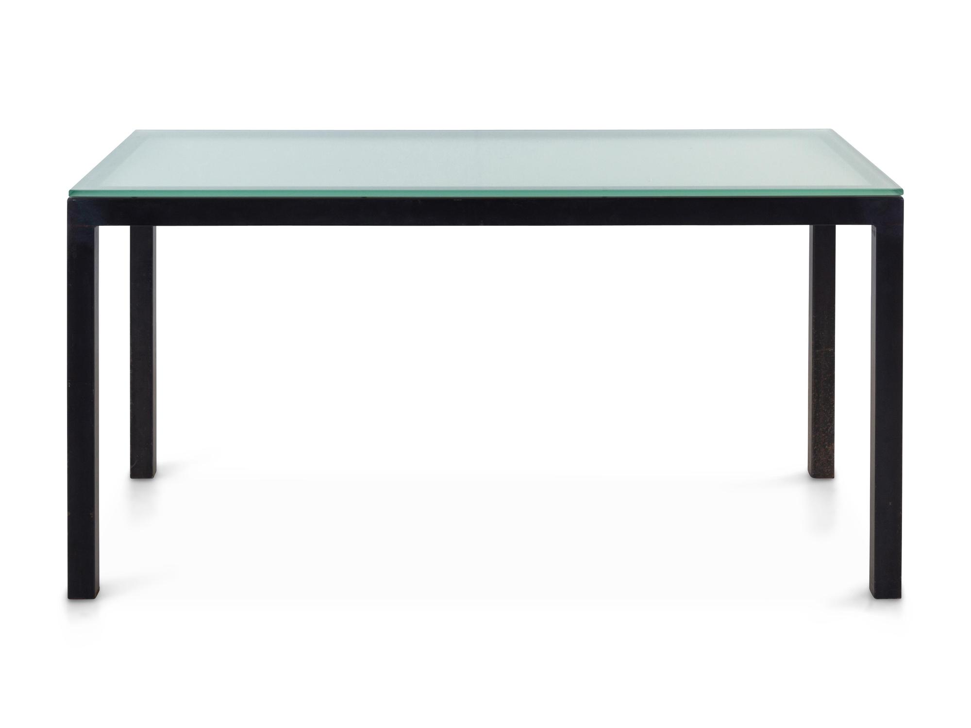A Contemporary Glass-Top Metal Desk