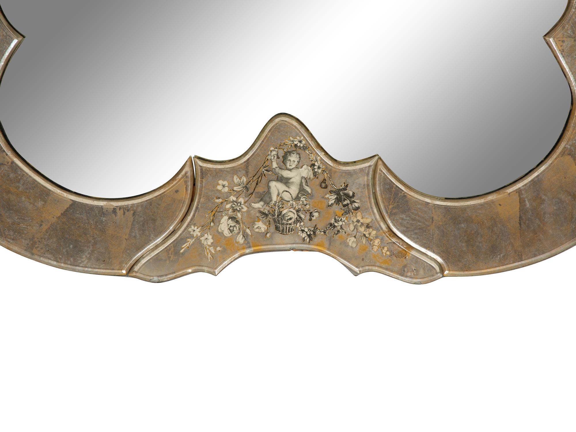 A Venetian Style Eglomisé Framed Mirror — 20th Century