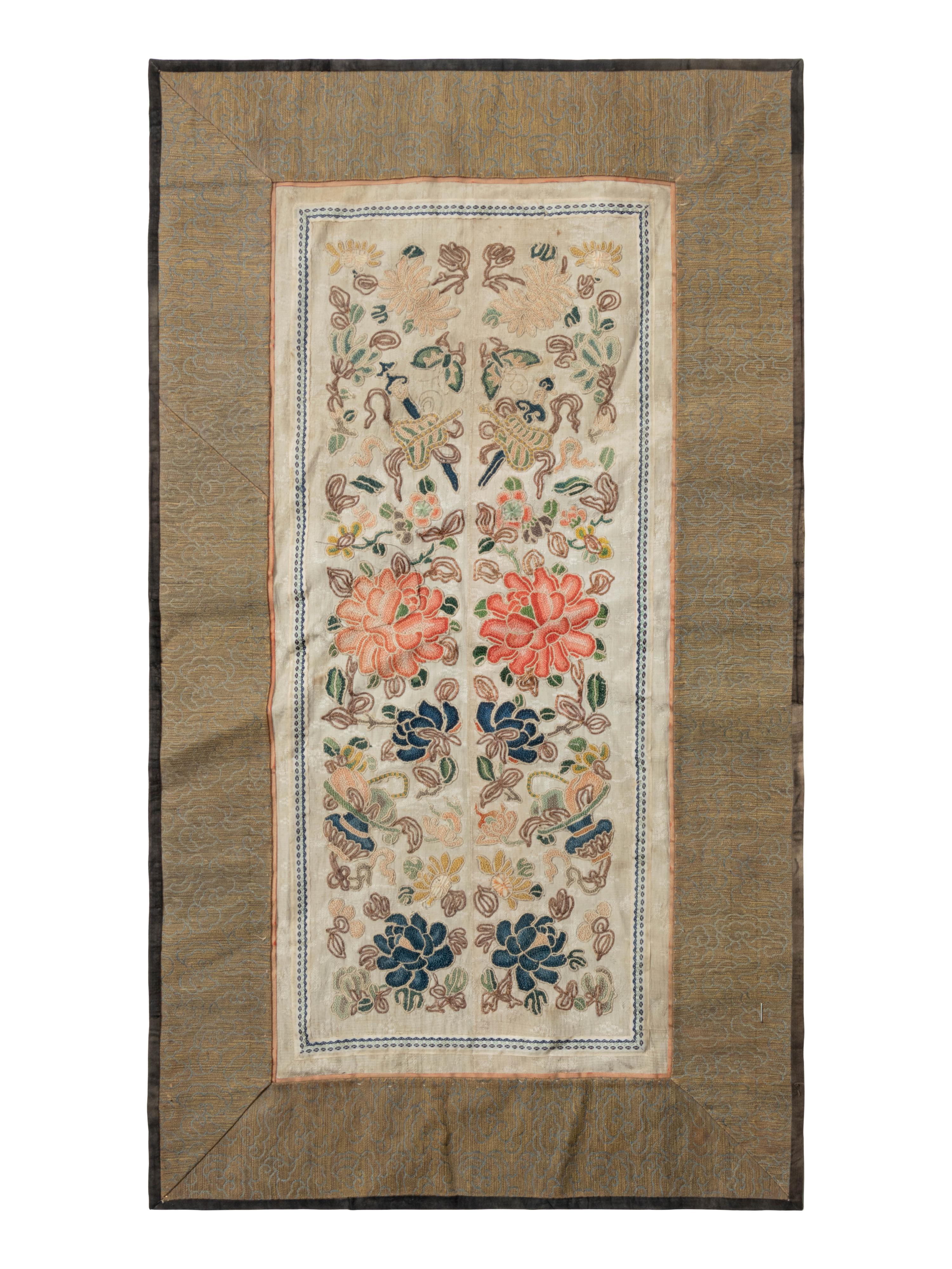 Seven Chinese Embroidered and Woven Silk Panels