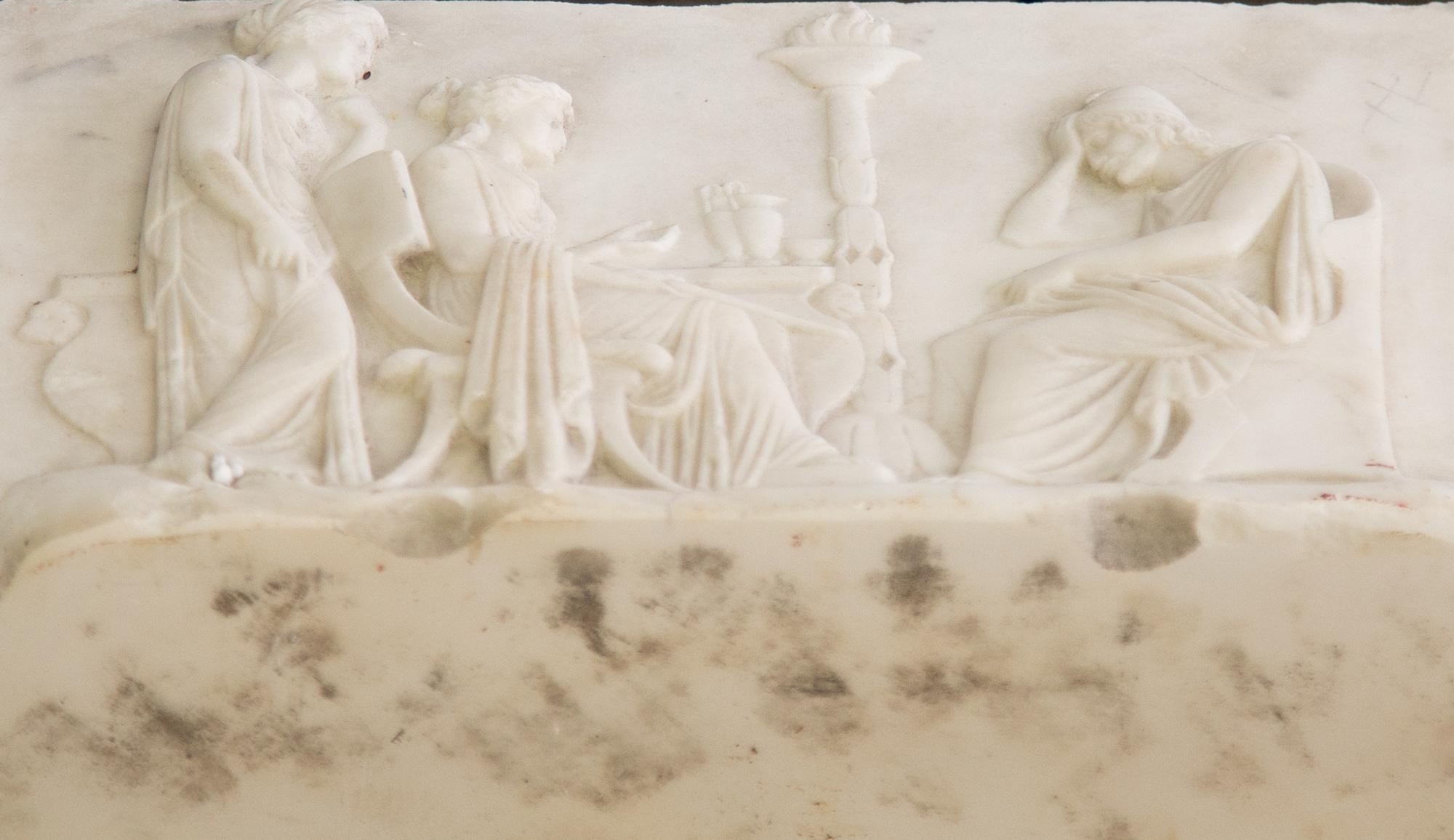 A Carved White Marble Fire Place Surround — 19th Century
