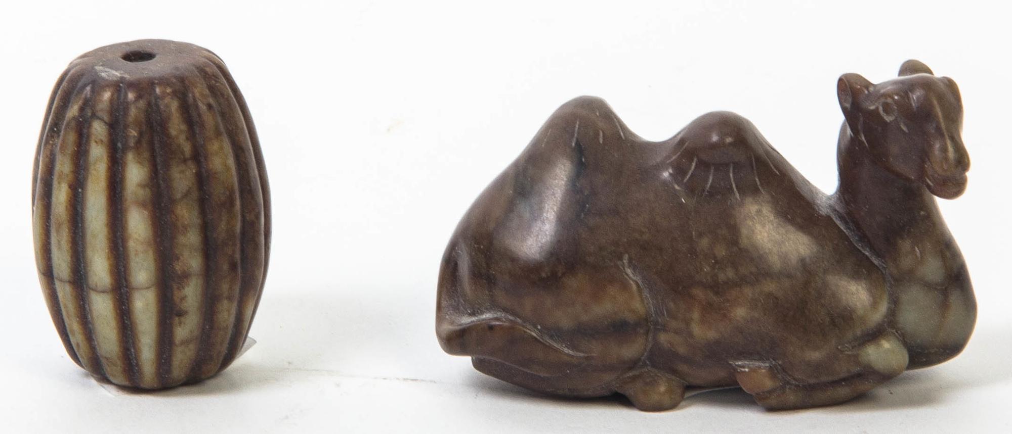 A Carved Jade Figure of a Camel Width of camel 3 1/8 inches.