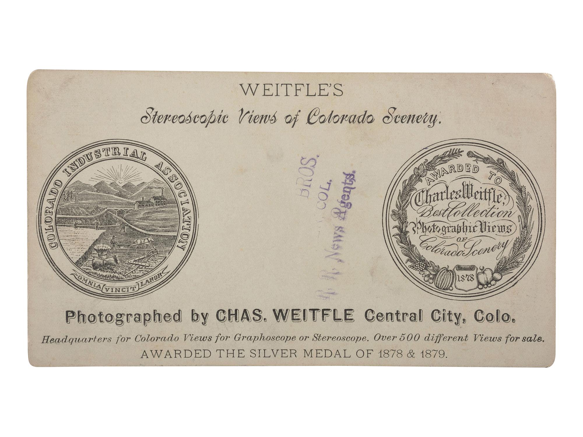 [COLORADO]. A group of 3 early photographs of Black Hawk and Central City, Colorado, by Chamberlain, Weitfle, and Wakely, comprising:
