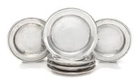 A Group of Five American Silver Dinner Plates, Obadiah Fisher, New York, NY, each having a reeded lid, together with a similarly decora