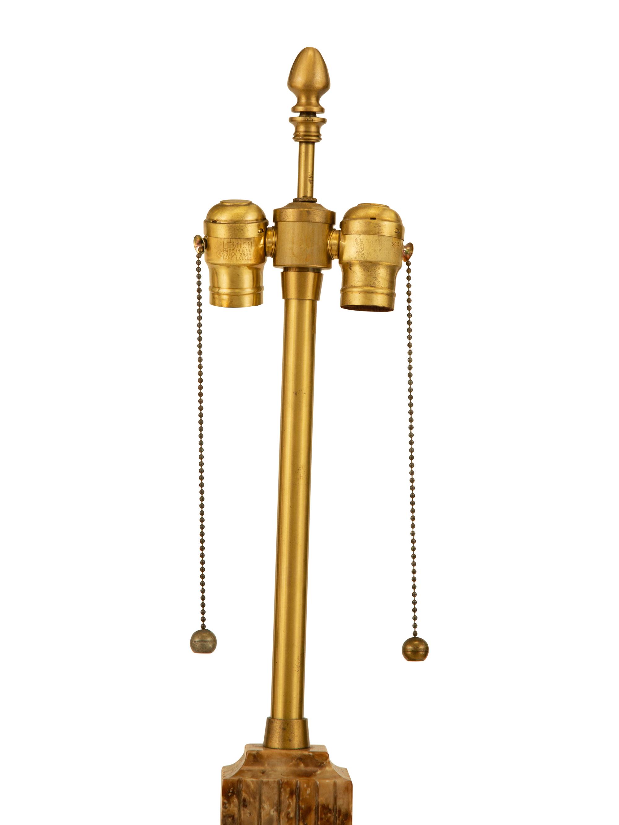 A Carved Hardstone Table Lamp
