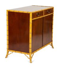 A Faux Bamboo and Mahogany Side Cabinet