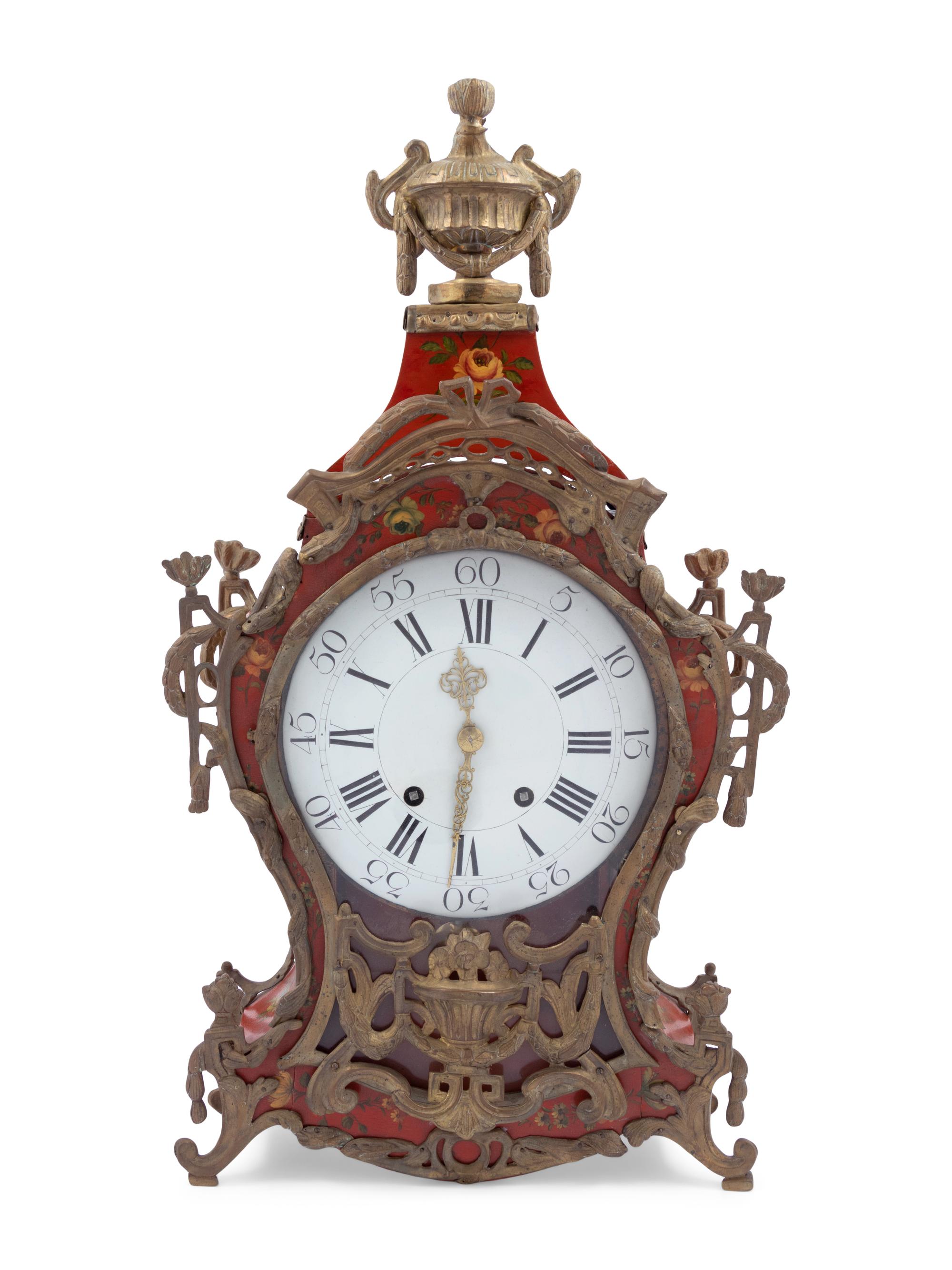 A Louis XV Painted Tôle Bracket Clock