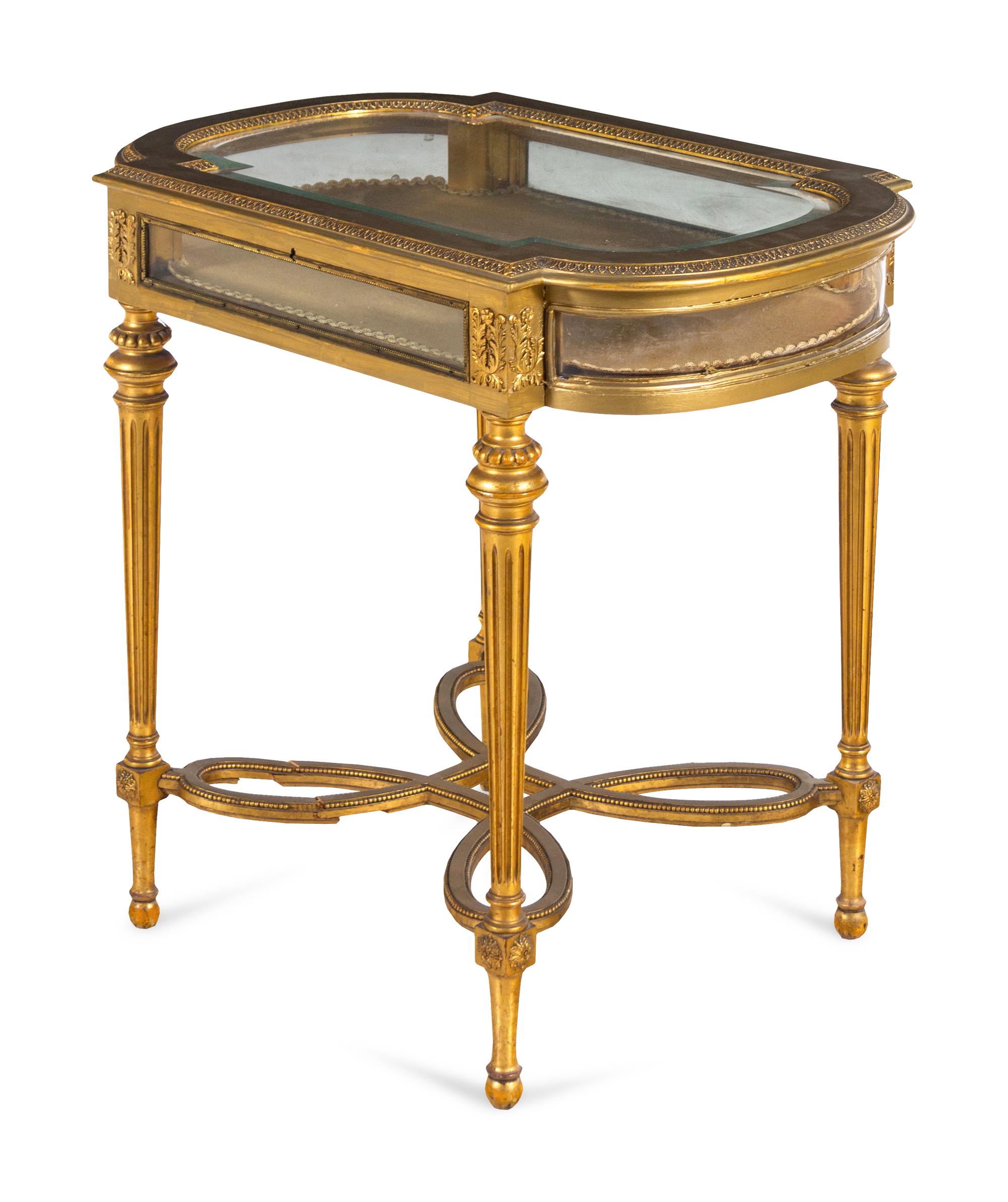 A Louis XVI Style Giltwood Vitrine Table