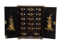 A Chinese Export Lacquered Jewelry Chest Height 18 5/8 x width 14 3/4 x depth 7 3/8 inches. — 19TH CENTURY